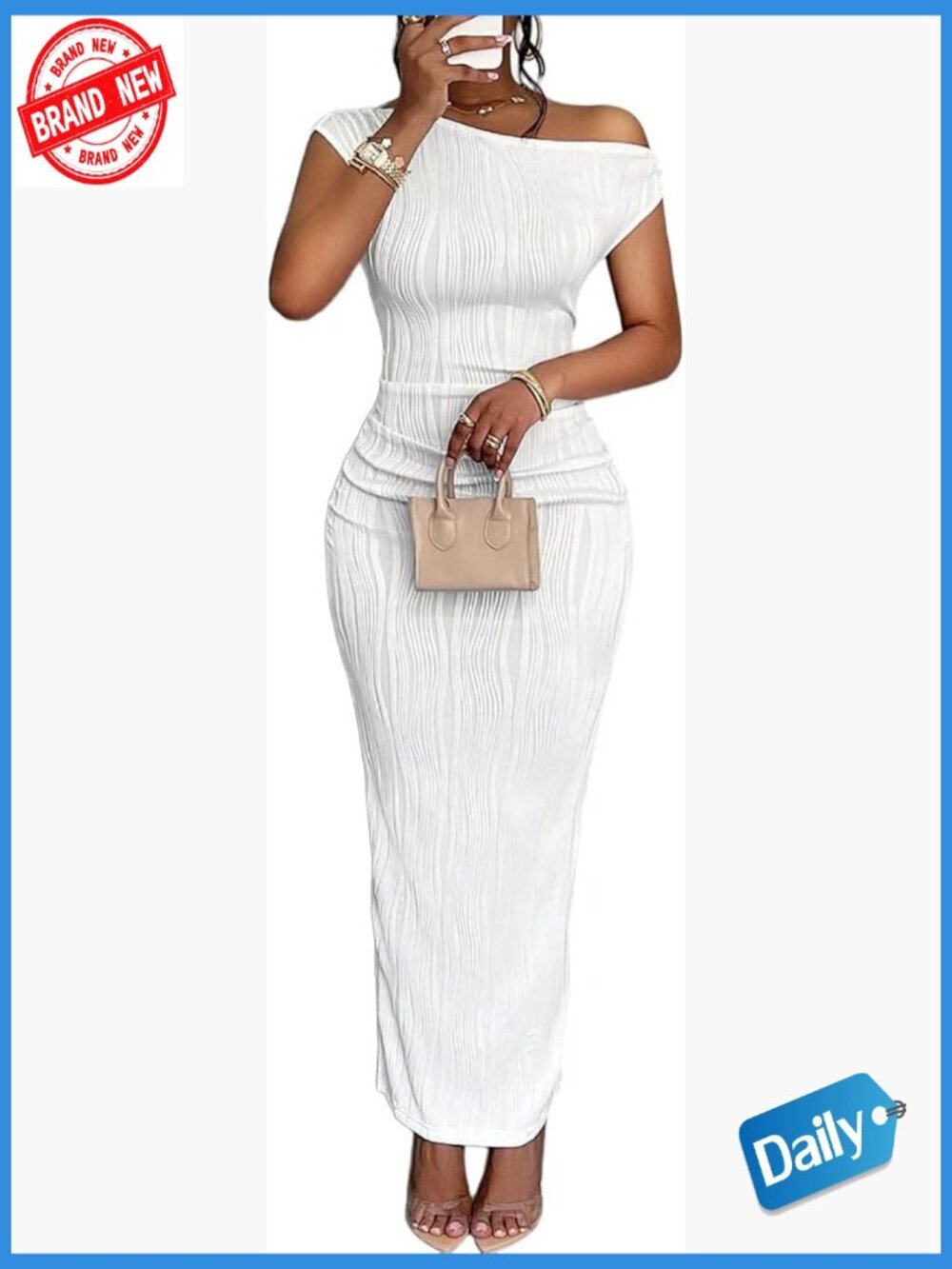 One Shoulder Bodycon Maxi Dress Club Party Formal Elegant
